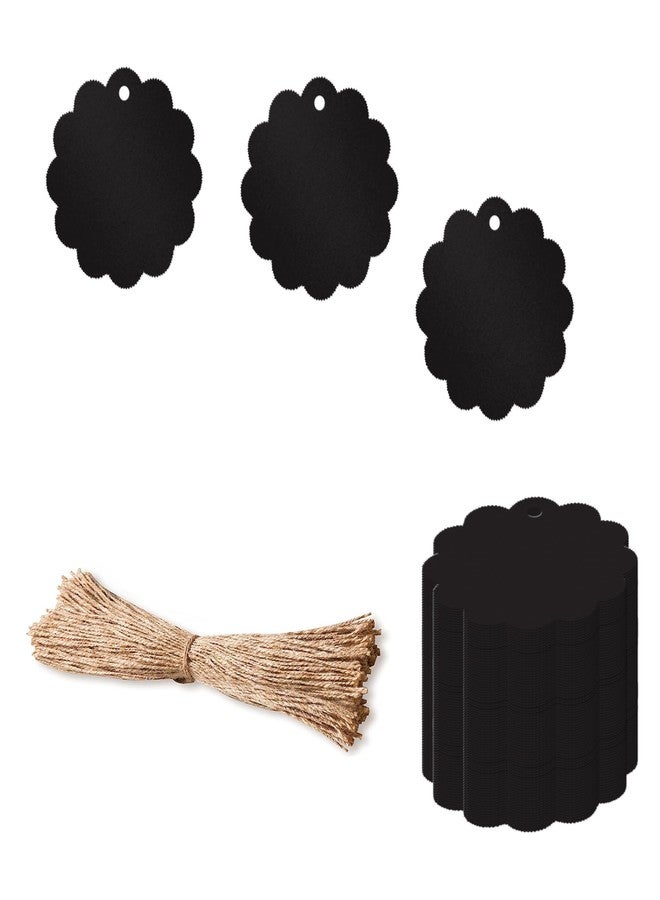 DEEPTAGS Round Price Tag with 100 Jute Threads for Birthday, Gifting, Wedding, Christmas - Black, 100 PCS - Image 1